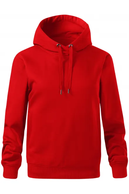 Bequemes Damen-Sweatshirt mit Kapuze - rot, XS