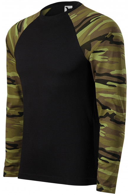 Camouflage T-Shirt mit langen Ärmeln, Tarnung grün, Tarnkleidung