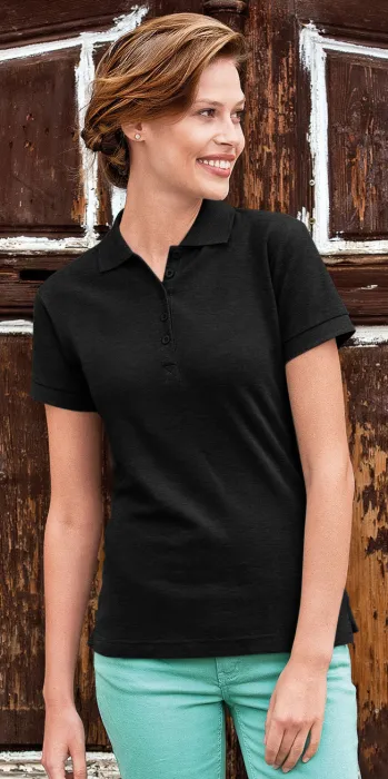 Damen einfaches Poloshirt, schwarz