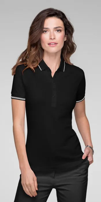 Damen Poloshirt mit kurzen Ärmeln, schwarz