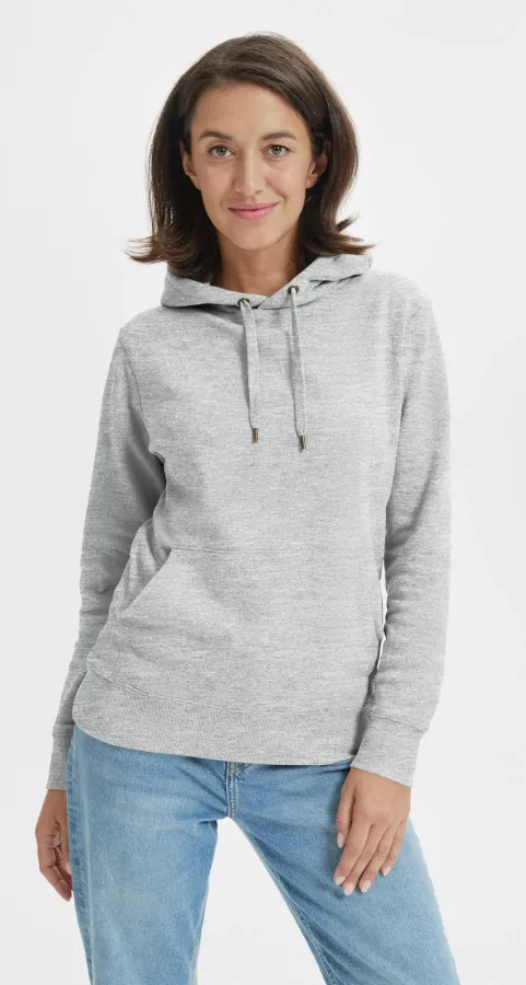 Damen Sweatshirt mit Kapuze ohne Reißverschluss, hellgrauer Marmor Damen Sweatshirt mit Kapuze ohne Reißverschluss, hellgrauer Marmor