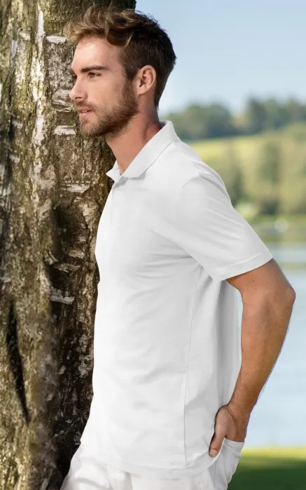 Einfaches Herren Poloshirt, weiß