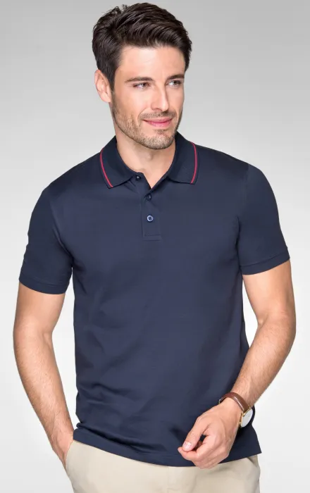 Elegantes mercerisiertes Poloshirt für Herren, dunkelblau