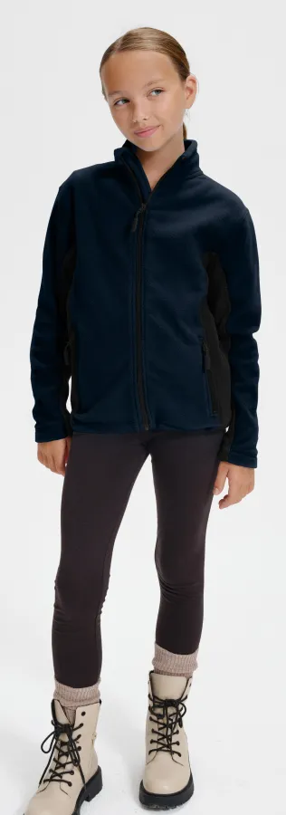 Fleece-Kontrastjacke für Kinder, dunkelblau Fleece-Kontrastjacke für Kinder, dunkelblau