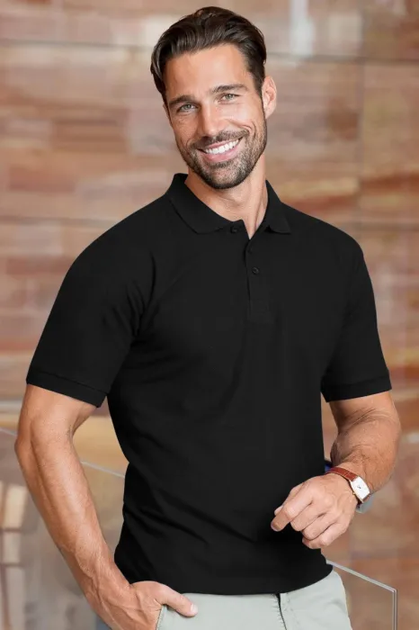 Gröberes Poloshirt für Herren, schwarz