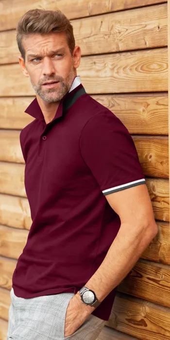 Herren Poloshirt mit Stehkragen, garnet