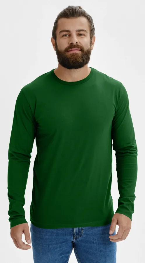 Langärmliges T-Shirt für Männer, Flaschengrün Langärmliges T-Shirt für Männer, Flaschengrün