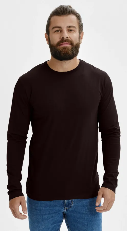 Langärmliges T-Shirt für Männer, Kaffee Langärmliges T-Shirt für Männer, Kaffee