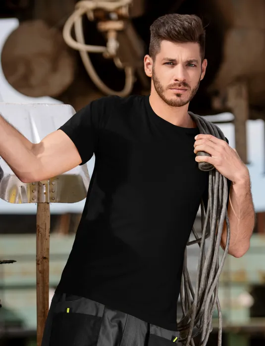 Robustes Herren T-Shirt schwerer, schwarz