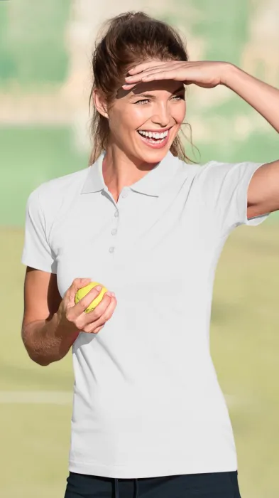 Slim Fit Poloshirt für Damen, weiß