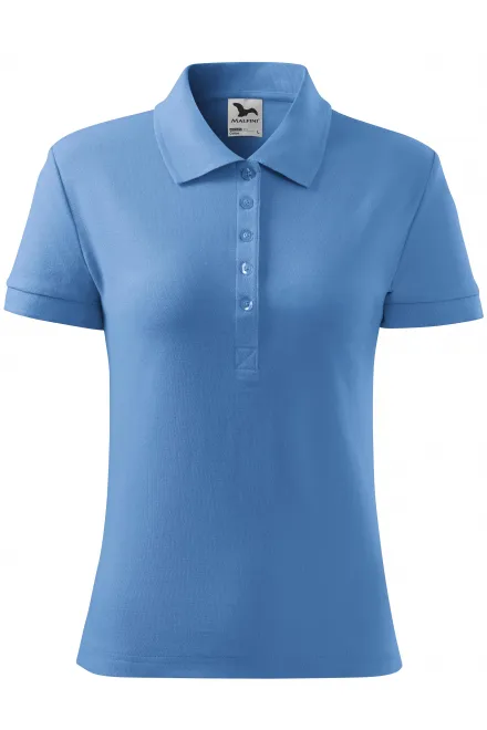Damen einfaches Poloshirt - Himmelblau, XS