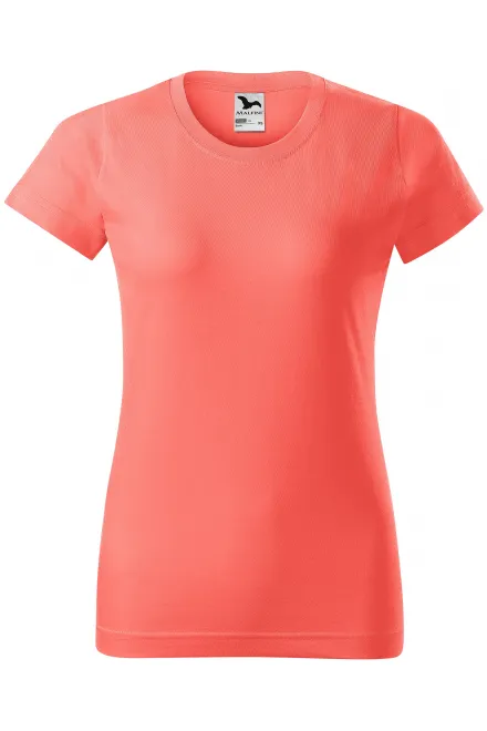 Damen einfaches T-Shirt - koralle, M