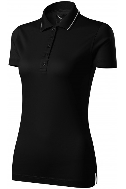 Damen elegantes mercerisiertes Poloshirt, schwarz, Damen-Poloshirts