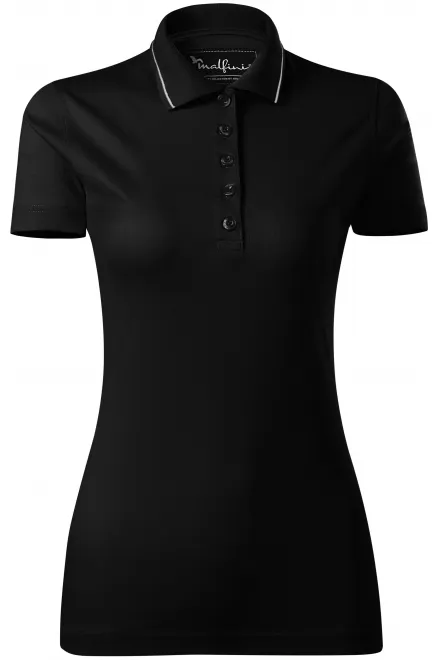 Damen elegantes mercerisiertes Poloshirt - schwarz, XS