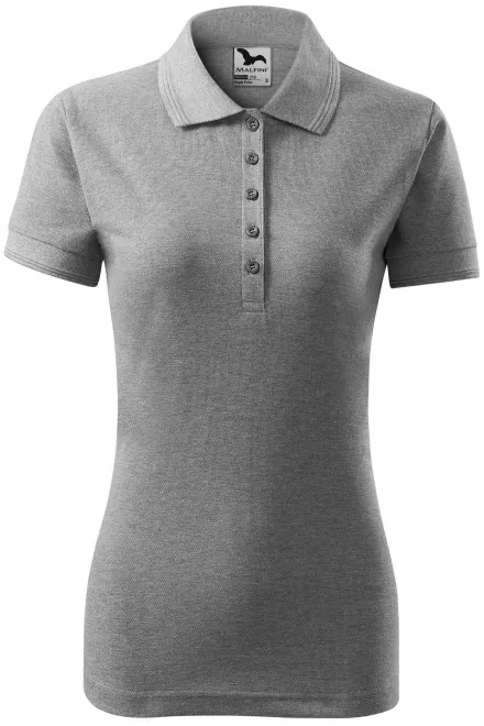 Damen elegantes Poloshirt - dunkelgrauer Marmor, S