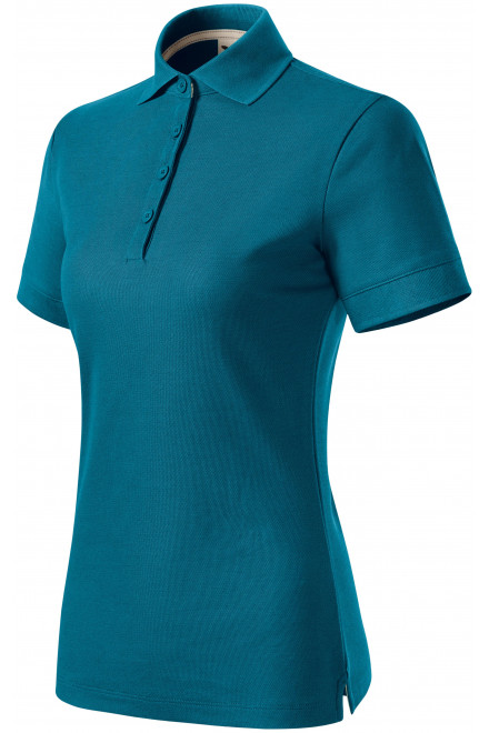 Damen-Poloshirt aus Bio-Baumwolle, petrol blue, Damen-T-Shirts