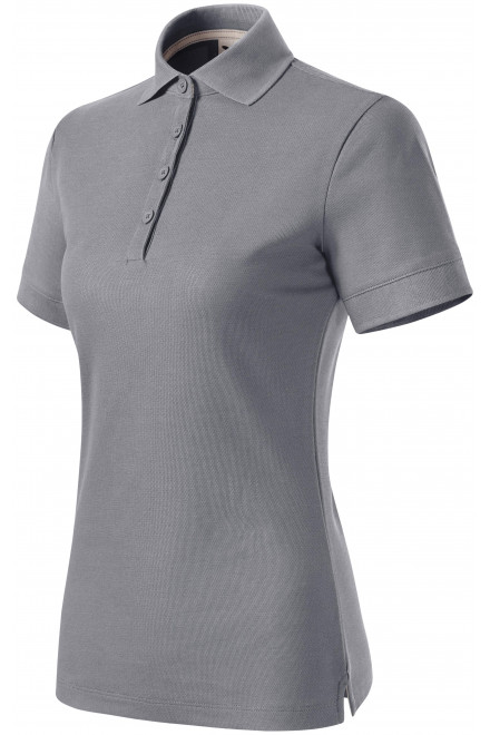 Damen-Poloshirt aus Bio-Baumwolle, altes Silber, Damen-T-Shirts