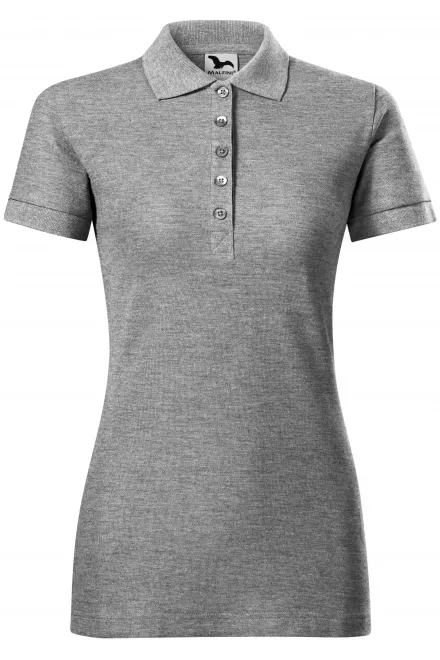Damen Poloshirt - dunkelgrauer Marmor, M