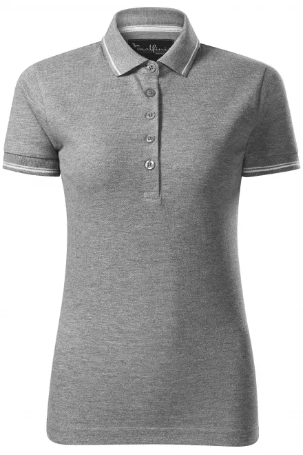 Damen Poloshirt mit kurzen Ärmeln - dunkelgrauer Marmor, M
