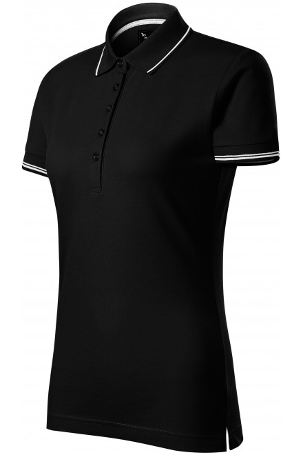 Damen Poloshirt mit kurzen Ärmeln, schwarz, T-Shirts mit kurzen Ärmeln