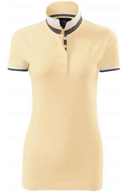 Damen Poloshirt mit Stehkragen - vanille, S