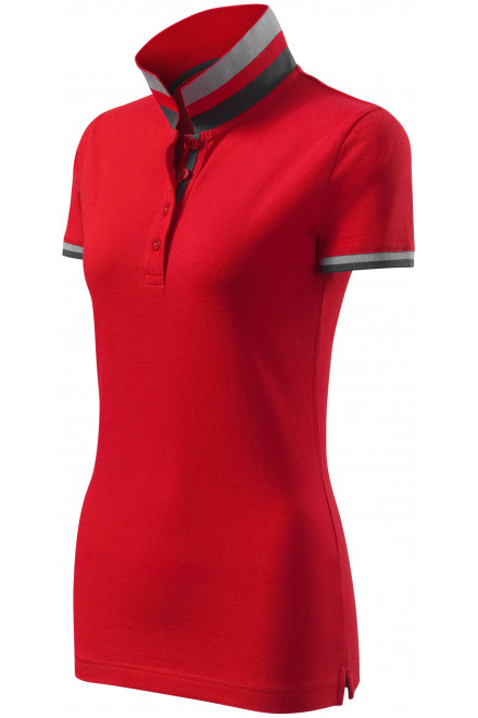 Damen Poloshirt mit Stehkragen, formula red, T-Shirts mit kurzen Ärmeln