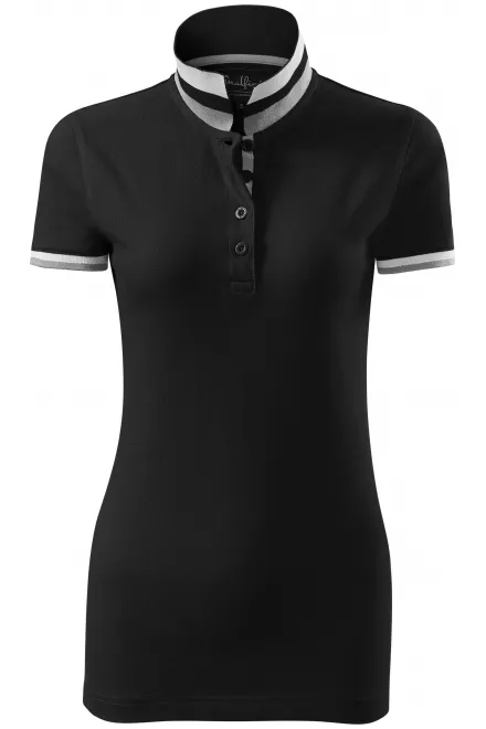 Damen Poloshirt mit Stehkragen - schwarz, S