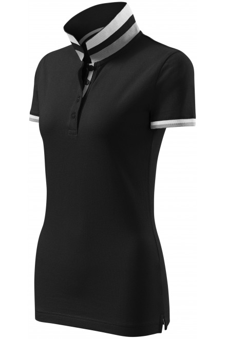 Damen Poloshirt mit Stehkragen, schwarz, Damen-Poloshirts