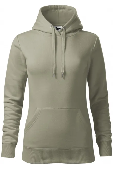 Damen Sweatshirt mit Kapuze ohne Reißverschluss - helles Khaki, XS