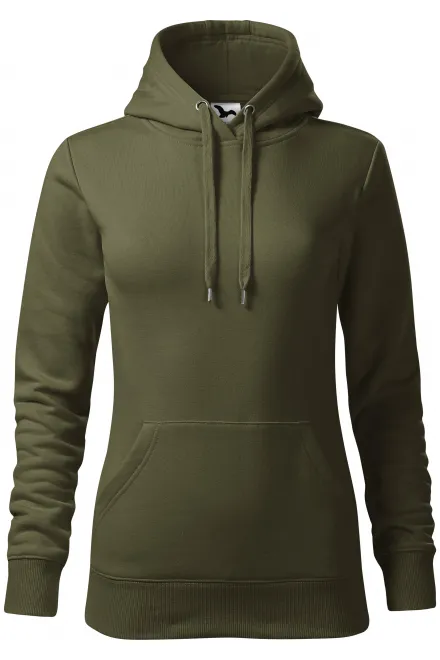 Damen Sweatshirt mit Kapuze ohne Reißverschluss - military, XS