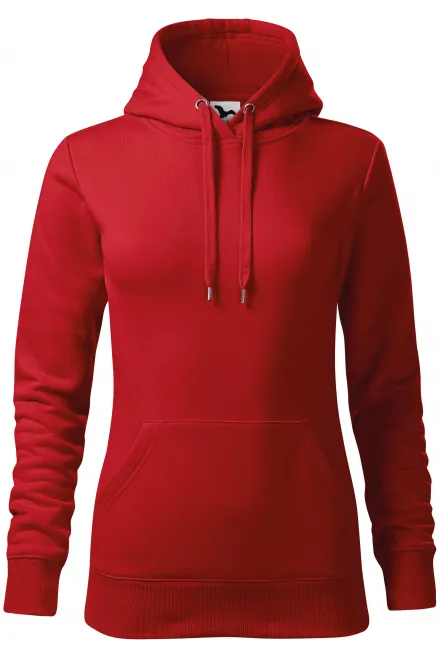 Damen Sweatshirt mit Kapuze ohne Reißverschluss - rot, XS