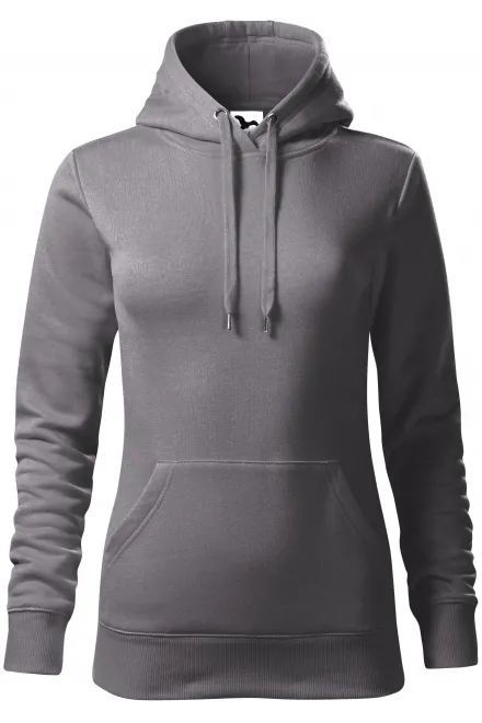 Damen Sweatshirt mit Kapuze ohne Reißverschluss - stahlgrau, XS
