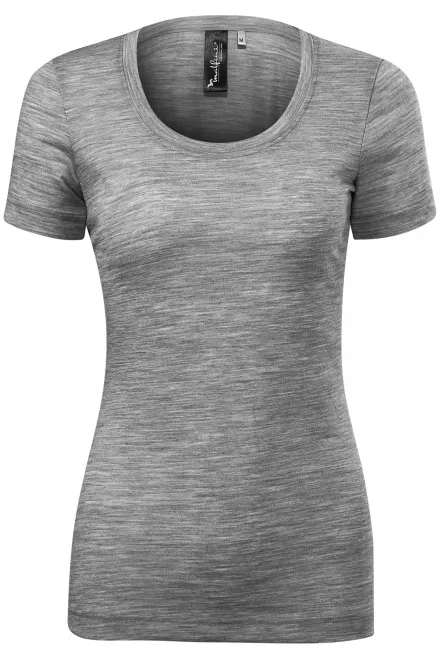 Damen T-Shirt aus Merinowolle - dunkelgrauer Marmor, M