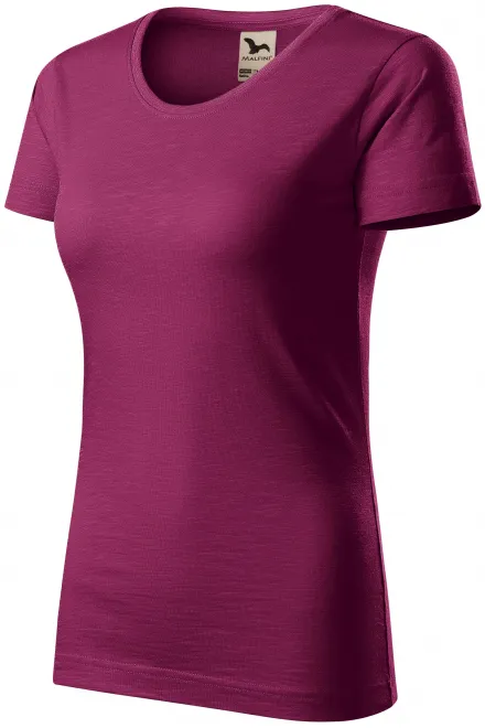 Damen-T-Shirt aus strukturierter Bio-Baumwolle, fuchsie