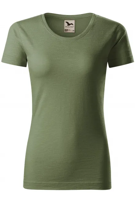 Damen-T-Shirt aus strukturierter Bio-Baumwolle - khaki, M