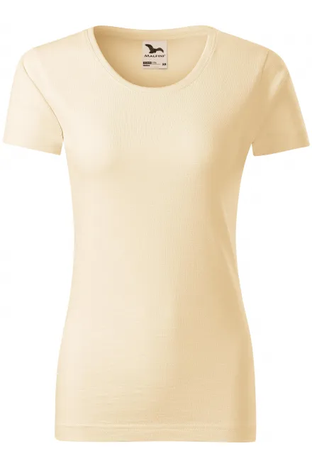 Damen-T-Shirt aus strukturierter Bio-Baumwolle - mandel, M