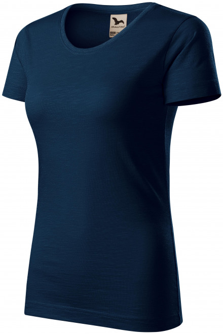 Damen-T-Shirt aus strukturierter Bio-Baumwolle, dunkelblau, Baumwoll-T-Shirts
