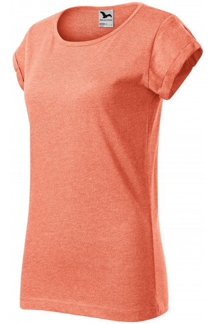 Damen T-Shirt mit gerollten Ärmeln, orange Marmor, Damen-T-Shirts