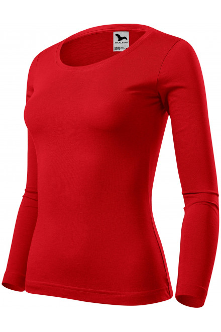 Damen T-Shirt mit langen Ärmeln, rot, rote T-Shirts
