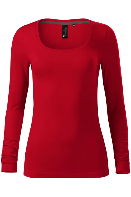 Damen T-Shirt mit langen Ärmeln und tiefem Ausschnitt - formula red, XS