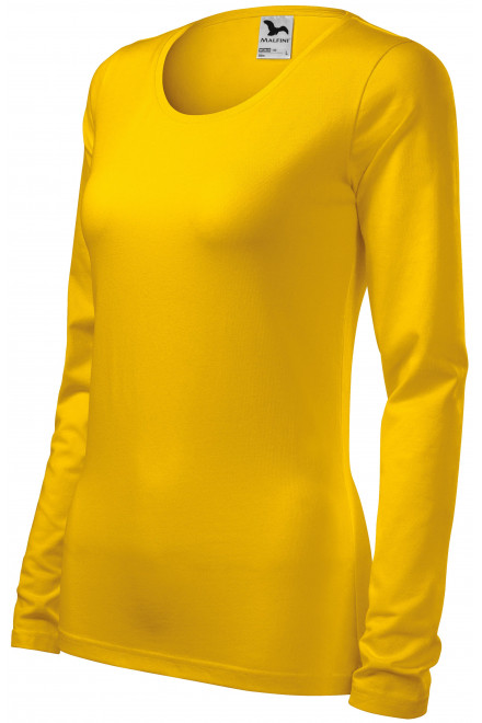 Eng anliegendes Damen-T-Shirt mit langen Ärmeln, gelb, Damen-T-Shirts