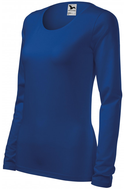 Eng anliegendes Damen-T-Shirt mit langen Ärmeln, königsblau, Damen-T-Shirts