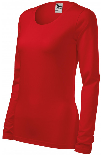 Eng anliegendes Damen-T-Shirt mit langen Ärmeln, rot, Damen-T-Shirts