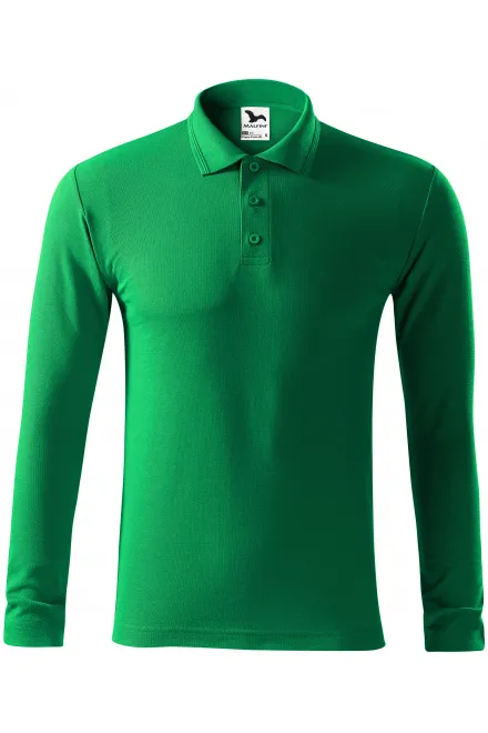 Grobes Poloshirt für Herren mit langen Ärmeln - Grasgrün, L