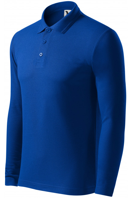 Grobes Poloshirt für Herren mit langen Ärmeln, königsblau, T-Shirts