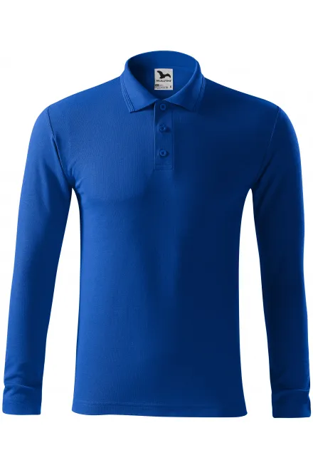 Grobes Poloshirt für Herren mit langen Ärmeln - königsblau, L