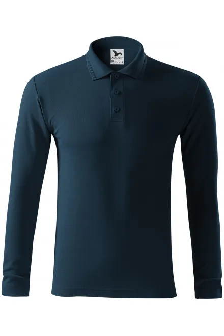 Grobes Poloshirt für Herren mit langen Ärmeln - dunkelblau, L