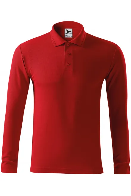 Grobes Poloshirt für Herren mit langen Ärmeln - rot, L