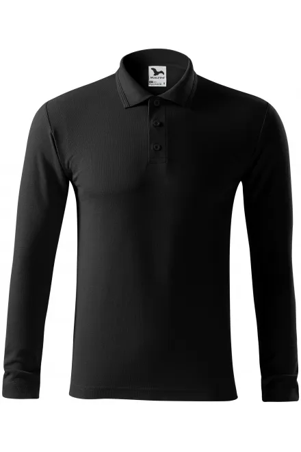 Grobes Poloshirt für Herren mit langen Ärmeln - schwarz, L