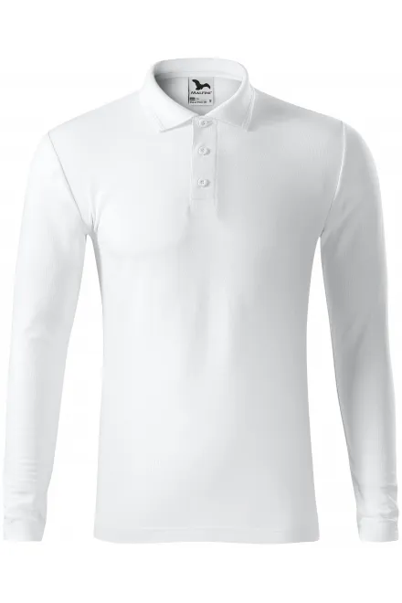 Grobes Poloshirt für Herren mit langen Ärmeln - weiß, L